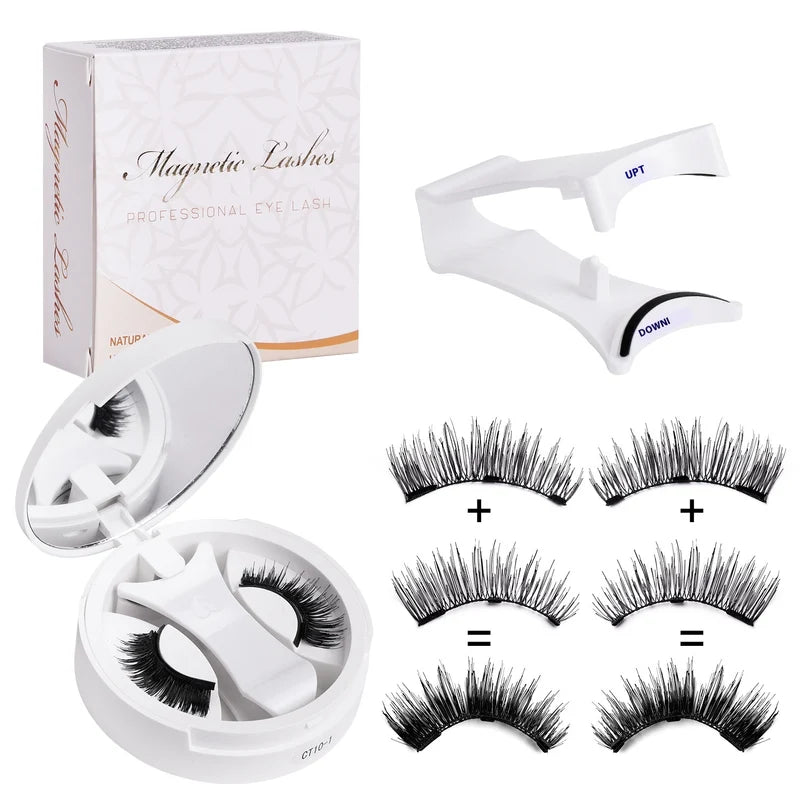 Magnetic False Eyelashes & Reusable Natural Look Lashes Kit - With Free Gift